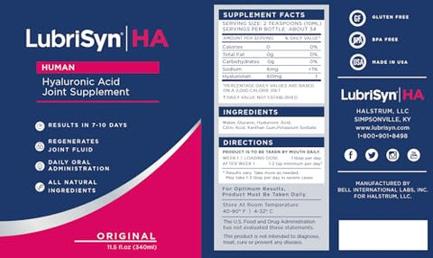 Lubrisyn - LubriSynHA – Suplemento Articular Humano Original 3 x 325ml – Ácido Hialurônico HA de Alto Peso Molecular – Suporte Articular para Mulheres