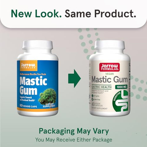 Mastic Gum 1000 mg – Suplemento Dietético para Suporte à Saúde Gastrointestinal – 60 Cápsulas Vegetais – 30 Dias de Fornecimento - Jarrow Formulas
