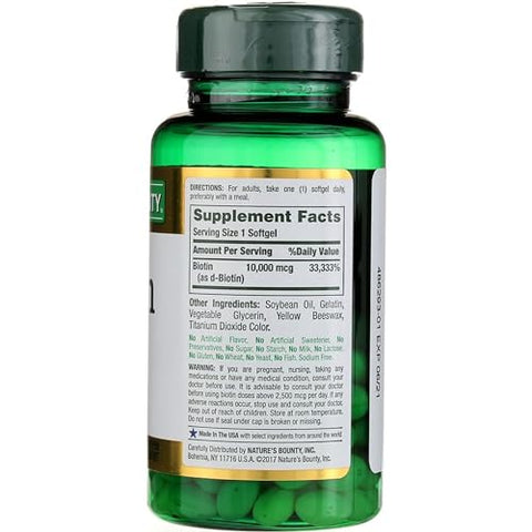 Nature's Bounty - Nature’s Bounty Biotina 10.000 mcg, Cápsulas Softgels de Liberação Rápida 120 un (Pacote com 6) – Comprar Online | Nature’s Bounty