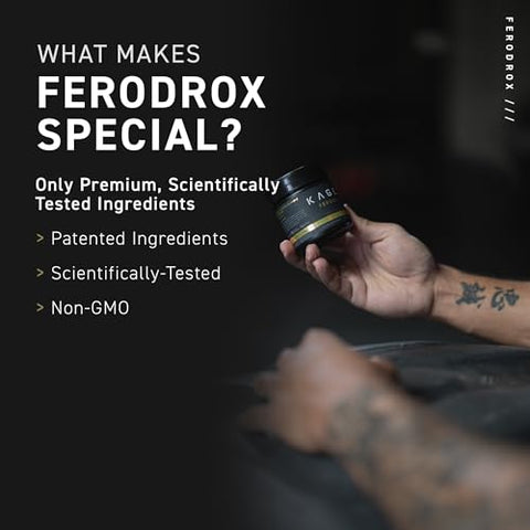 Testosterone Booster | Ferodrox | Suplemento de Gerenciamento Hormonal Ultra-Premium com LJ100 Tongkat Ali | KSM-66 Ashwagandha | Shilajit | 60 Porções - Kaged