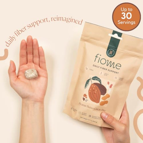 Fiome - Suplemento de Fibra – 5g Diários de Fibra em Mordida – Favorece a Regularidade, Digestão e Saúde Intestinal – Ingredientes Naturais, Sabor Manteiga de Amendoim Cacau, 30 Porções