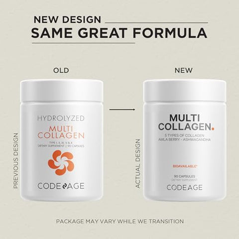 Multi Colágeno Peptídeos Cápsulas, 5 Tipos de Colágeno, Pasto-Fed - Codeage