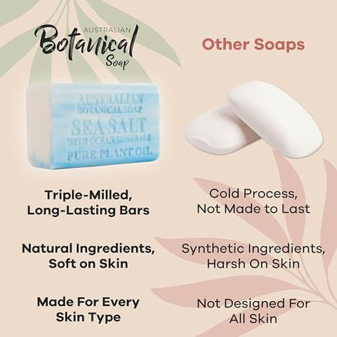 Australian Botanical Soap - Sabonete Botânico Australiano, Sabonetes de Óleo de Plantas Pura, Kit com 8 Barras de Sabonete | 187g Barras de Sabonete com Ingredientes Naturais | Todos os Tipos de Pele | Mulheres