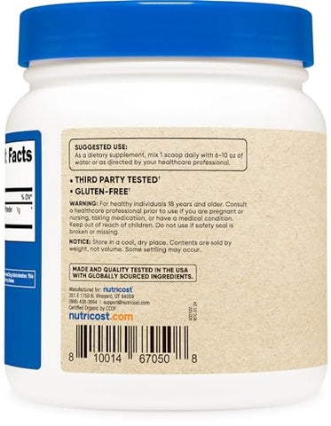 Pó de Cogumelo do Leão Orgânico 454g – Certificado Orgânico USDA - Nutricost