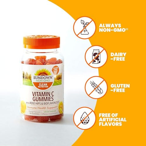 Nature's Bounty - Nature’s Bounty Sundown Gomas de Vitamina C com Rosa Mosqueta e Bioflavonoides Cítricos, Sabor Laranja, 90 Unidades (Pacote com 2)