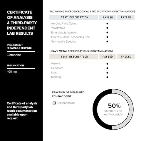 Cistanche Tubulosa – Suplemento Puro de Cistanche para Homens – 10x Altamente Concentrado com 50% de Echinacoside e 10% de Verbascoside – Resistência Força Recuperação Humor – 4000mg – 10g - Toniiq