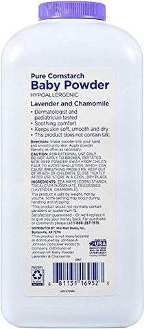 Equate - Pó de Milho Puro para Bebês com Lavanda e Camomila (2 Pacotes) – 100g cada