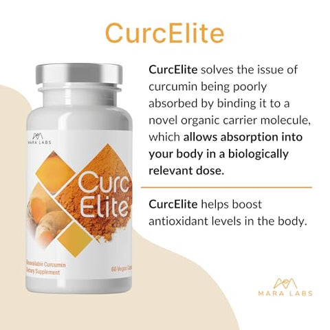 BrocElite - Mara Labs CurcElite Curcumina | Extrato de Cúrcuma 95%% Curcuminoides | Vegano, Sem Preenchedores e Não-OGM | 30 Porções