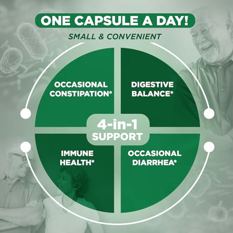 Probiótico Diário Vital Flora para Adultos Acima de 55 Anos, 60 Bilhões de UFC, Diversas Cepas, Prebióticos Orgânicos, Suporte Imunológico, Alívio de Gases, Saúde Digestiva para Mulheres - Vital Planet
