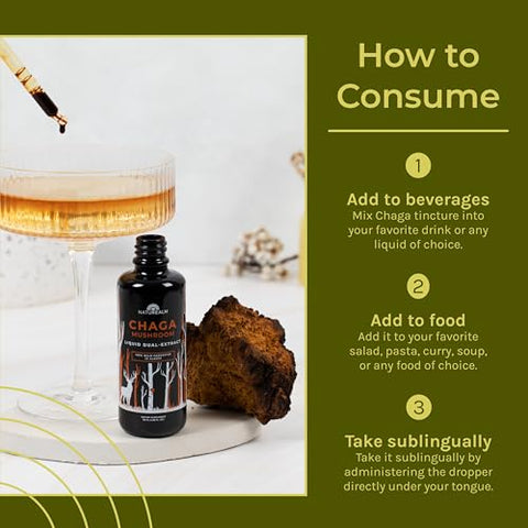 Tintura de Cogumelo Chaga – Livre de Preenchedores – Orgânico – 100% Corpos Frutíferos, 100 ml - Naturealm