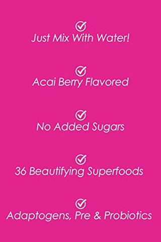 Suco SkinnyFit Beauty, Pó Superfood Vermelho, Sabor Açaí – Antienvelhecimento, Auxilia na Digestão, Ajuda a Melhorar o Humor | SkinnyFit Beauty Juice