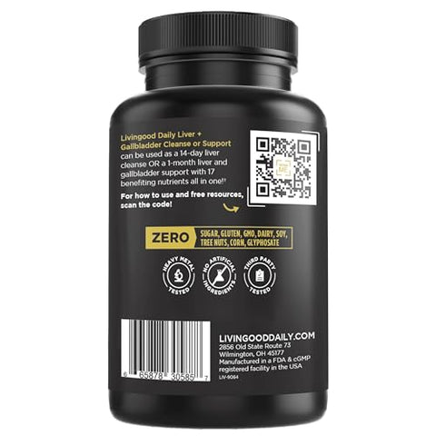 Livingood Daily - Limpeza da Vesícula Biliar, 56 Cápsulas Vegetarianas – Suplemento para a Vesícula Biliar com Pó de Bile de Boi Promove a Digestão – Estimula a Função Hepática – Não-OGM, Sem Glúten