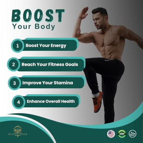 HEALTH FIXER - Male Ultra Pro Stamina, Power, Vitality, Endurance and Drive – 10 Cápsulas | Aumente sua Potência Masculina | Produto de Alta Performance