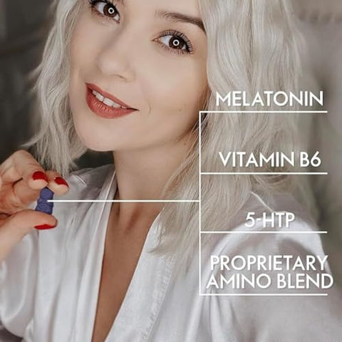 Sleep Gummy – Suplemento de Sono para Adultos com Melatonina Extra Forte 6mg, Magnésio, L-Teanina, 5 HTP, B6, Raiz de Valeriana, Melissa – Comprimido Mastigável para Dormir, Auxílio Vegano ao Sono - SugarbearPro