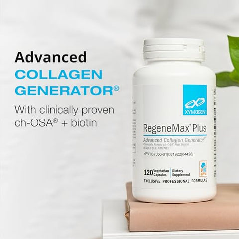 RegeneMax Plus – Biotina e Colina para Cabelo, Pele, Unhas e Articulações – Estimula a Produção de Colágeno para Saúde Óssea e Redução de Rugas – Biotina 5000mcg (60 Cápsulas) - XYMOGEN
