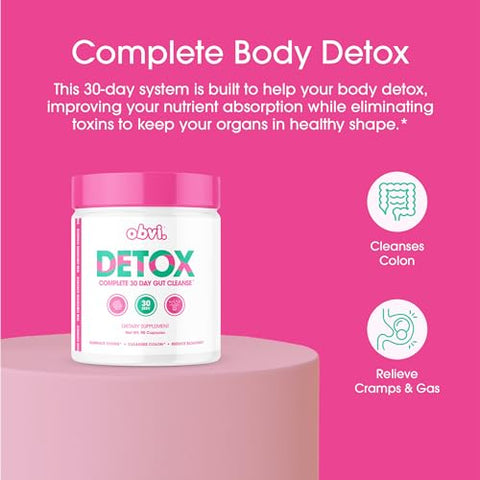 Suplemento Obvi Detox Colon Cleanse | Promove Saúde Digestiva e Intestinal, Alívio de Inchaço, Ajuda a Eliminar Toxinas | Suporte Imunológico com Cardo Mariano, Casca de Psyllium, Folha de Sene | 90 cápsulas