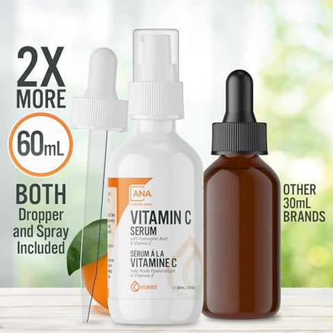 All Natural Advice - Soro de Vitamina C para o Rosto, 60ml / 2oz com 20%% de Vitamina C, Ácido Hialurônico, Aloe, MSM, Vitamina E |