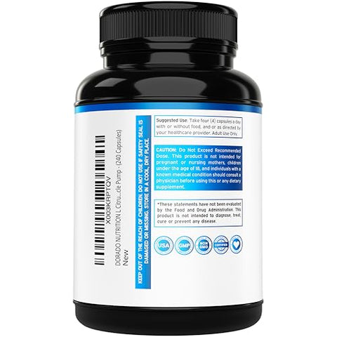 DORADO NUTRITION - L Citrulline 3000mg – 240 Cápsulas – Suporte L Arginina