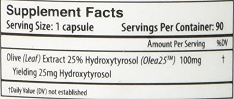Hydroxytyrosol Extreme – Extrato de Folha de Oliveira Orgânico (90 Cápsulas Vegetarianas) Livre de Glúten e Soja - ProHealth