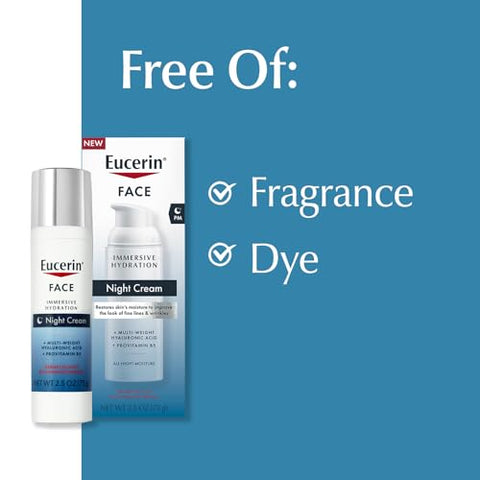 Creme Noturno Hidratante Eucerin Face com Ácido Hialurônico e Provitamina B5, 75ml – Reduz Linhas Finas e Rugas
