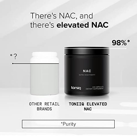1300mg NAC – 4 Meses de Fornecimento – Pureza Testada Mín. 98%% – Suplemento de Cisteína NAC de Alta Potência e Bioacessibilidade – 240 Cápsulas Vegetarianas de N Acetil Cisteína – Testado em Laboratório TQ - Toniiq
