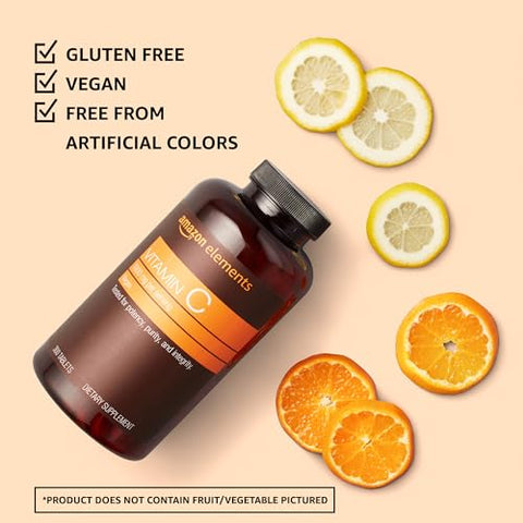 Vitamina C 1000mg, Suporte ao Sistema Imunológico Saudável, Vegano, 300 Comprimidos, Suprimento de 10 meses - Amazon Elements