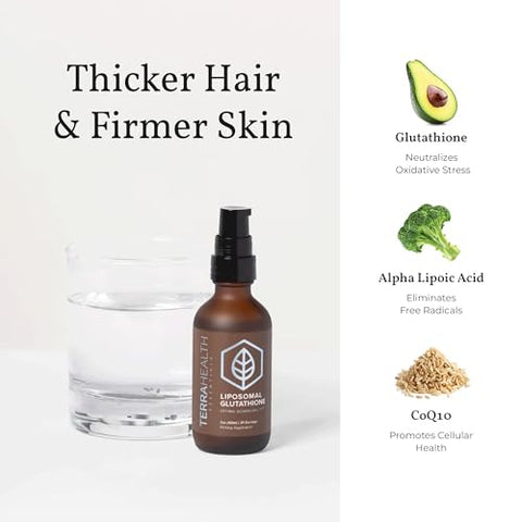 Liposomal Glutationa – Suporte para Imunidade, Pele, Cabelo e Envelhecimento Saudável – Suplementos de Glutationa de Máxima Absorção – Fornecimento de 30 Dias - Terra Health Essentials
