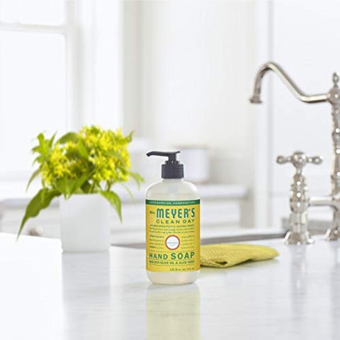 MRS. MEYER'S CLEAN DAY - Sabonete Líquido MRS. MEYER’S CLEAN DAY, Fórmula Biodegradável com Óleos Essenciais, Flor de Madressilva, 12,5 fl. oz – Pacote com 6 unidades