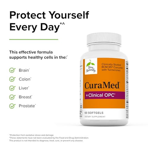 CuraMed Clinical OPC – 60 Softgels, Pack of 2 – com BCM-95 Curcumin | Óleo de Cártamo | Antioxidante Natural | Saúde e Bem-Estar - Terry Naturally