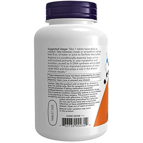 NOW Foods - Now Foods L-Arginine 1000mg – 120 Comprimidos (Pacote com 3) – Aumente sua energia e desempenho físico com L-Arginina de alta qualidade!