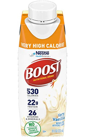 BOOST - Boost Bebida Nutricional Muito Calórica, Sabor Baunilha, Caixa de 8 Onças, Pacote com 27 – Marca Boost