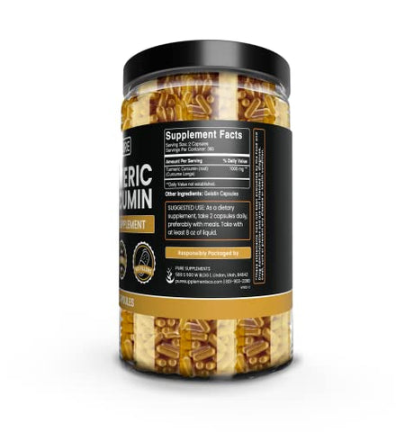 PURE ORIGINAL INGREDIENTS - Cápsulas de Cúrcuma Curcumina 730 Ingredientes Puros Originais, Sem Preenchedores de Magnésio ou Arroz, Sempre Puro, Verificado em Laboratório