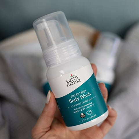 Sabonete Líquido de Gengibre Earth Mama para Pele Sensível – Óleo de Coco Orgânico, Manteiga de Karité, Calêndula – 100% Natural e Vegano