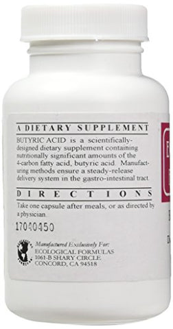 Cálcio Magnésio Butirato (Ácido Butírico), Suporte para a Saúde Intestinal. 1-Pack, Creme, 90 Cápsulas - Ecological Formulas