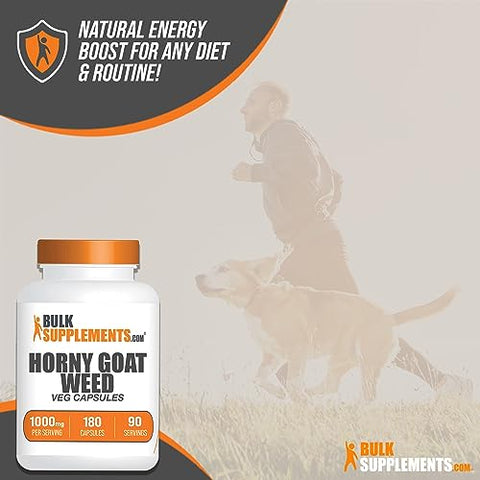 Horny Goat Weed Capsules BulkSupplements.com – Extrato de Epimedium, Suplemento Herbal de Horny Goat Weed – Vegano, 2 Cápsulas por Porção (1000mg), 360 Cápsulas Vegetais (Pacote de 1)