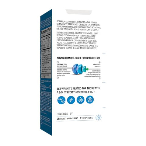 SST Original – Pré-Treino, 250 mg Cafeína, 120 Cápsulas – Suplementos Energéticos, Sem Queda, Metas de Fitness, Nootrópico – Liberação Controlada para Foco Durante Todo o Dia, Humor - PERFORMIX