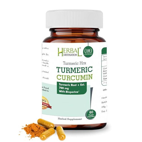 Herbal Destination - Turmeric HRX – 60 Cápsulas (Pacote com 2) – Curcumina, Boswellia, Curcuma – 100% Natural e Potente