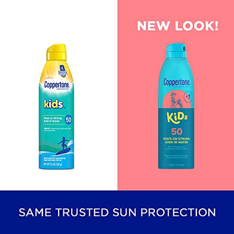 Protetor Solar Coppertone Spray FPS 50, Amplo Espectro, Resistente à Água para Crianças, Marca Recomendada #1 pelos Pediatras, 5,5 Ounce (Pack com 2)