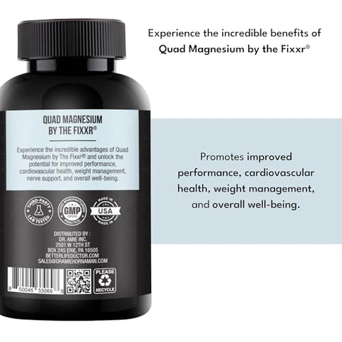 Fixxr - Quad Magnesium by Dr. Amie | 4 Formas de Magnésio 500 mg por Porção | Formulado com Aquamin para Auxiliar na Digestão e Absorção | 60 Cápsulas