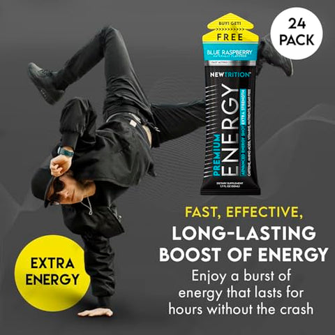 NewTrition - Extra Strength Energy Shots: Disparo de Energia com Cafeína e Vitamina B | 60ml, 100g