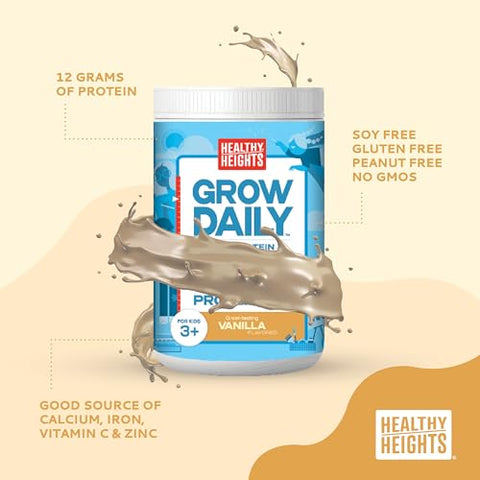 Grow – Mistura de Proteína em Pó para Crianças (Baunilha) – Shake Rico em Proteínas para Crianças 3 – 400g - Healthy Height