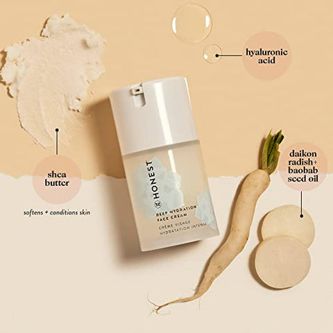 Creme Facial Hidratante Profundo Honest Beauty para Todos os Tipos de Pele | Apoia a Barreira Natural de Hidratação | Manteiga de Karité Óleo de Semente de Baobá | EWG Verificado Cruelty Free | 50 ml