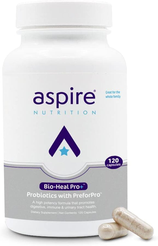 Aspire Nutrition - Bio-Heal Pro Probiótico 6 em 1 Cápsulas para Mulheres, Homens e Crianças, Restaura o Equilíbrio Digestivo Natural para a Saúde do Intestino e do Cólon, Detox Reforça a Defesa Imunológica e Reduz