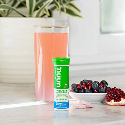 Vitamins – Comprimidos de Hidratação e Eletrólitos Blueberry Pomegranate – 4 x 12 Comprimidos - Nuun