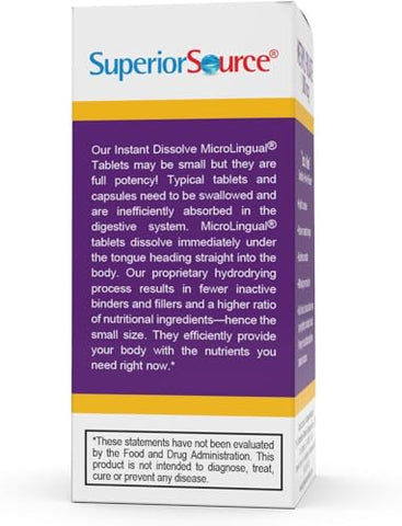 Methylfolate 5-MTHF 1000 mcg – Comprimidos MicroLingual de Dissolução Rápida, 60 un, Forma Biologicamente Ativa de Folato, Saúde Cardiovascular, Metabolismo Energético - Superior Source