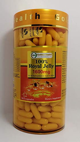 Golden Health - Geléia Real 1600mg 365 Cápsulas 6%% 10-HDA Fabricado na Austrália – Royal Jelly g – Melhor Marca