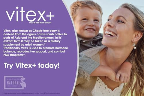 VITEX | Suplemento de Vitex Chasteberry para Mulheres | Equilíbrio Hormonal* e Suporte à Fertilidade* | 650mg por Porção de Extrato de Bagas de Vitex em Pó | 60 Cápsulas - VH Nutrition
