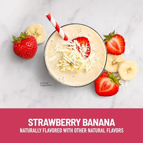 Smoothie Mix Plus Fruit Powder – Alto teor de proteína, substituto de refeição em pó, rico em fibras e vitamina C – 21 porções, 585g, Morango Banana - SlimFast