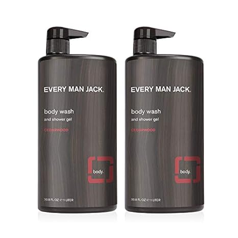 Gel de Banho Masculino | Pack Duplo de 33 ml – 2 Frascos Inclusos | Natural, Livre de Parabenos, Ftalatos, Corantes e Cruelty Free (Cedro) - Every Man Jack