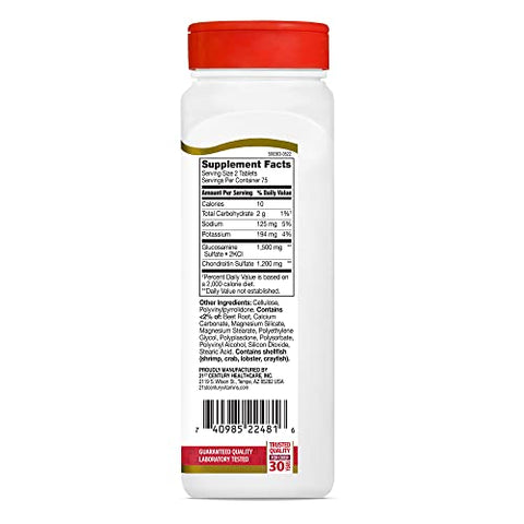 Glucosamina Condroitina 750/600mg – Triplo Forte, Comprimidos, 150 Unidades - 21st Century